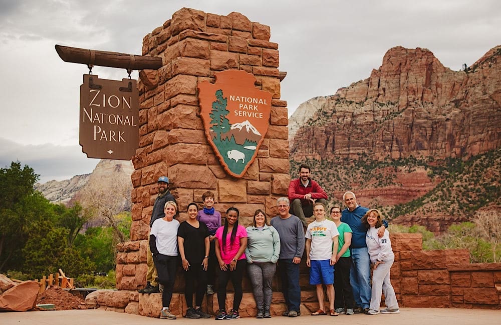 Travellers gather at Zion National Park—one of the key destinations featured in Intrepid’s new Active-ism itineraries.