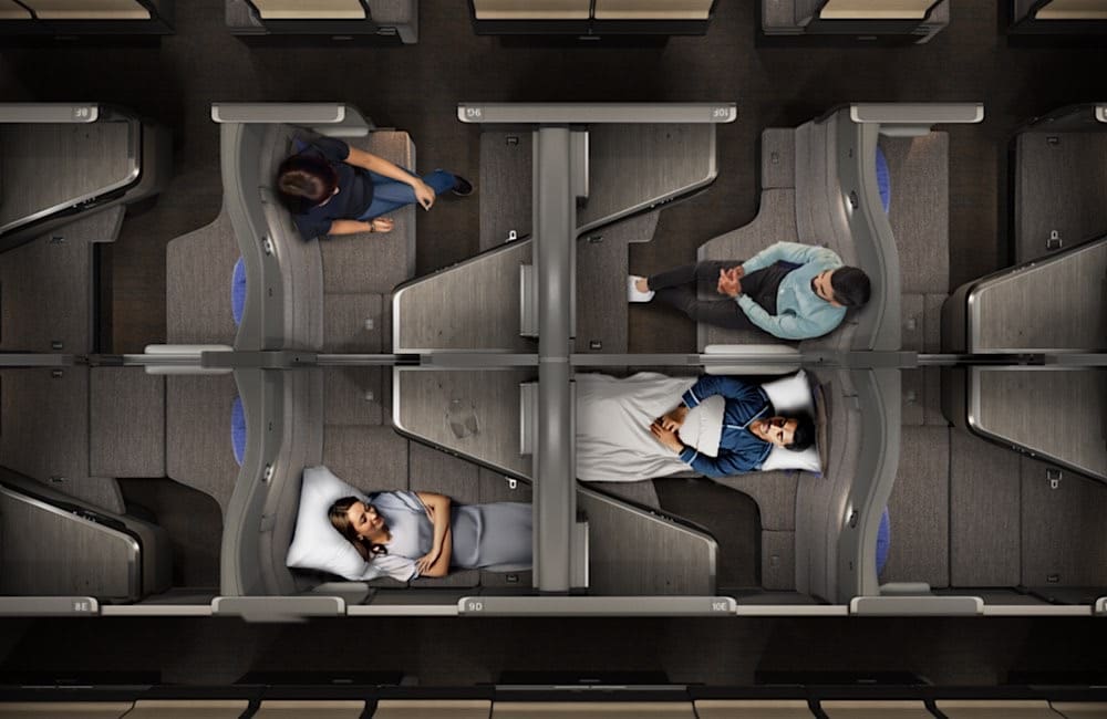 1-2-1 layout with alternating seat orientation maximises cabin space while ensuring direct aisle access for every passenger. ANA