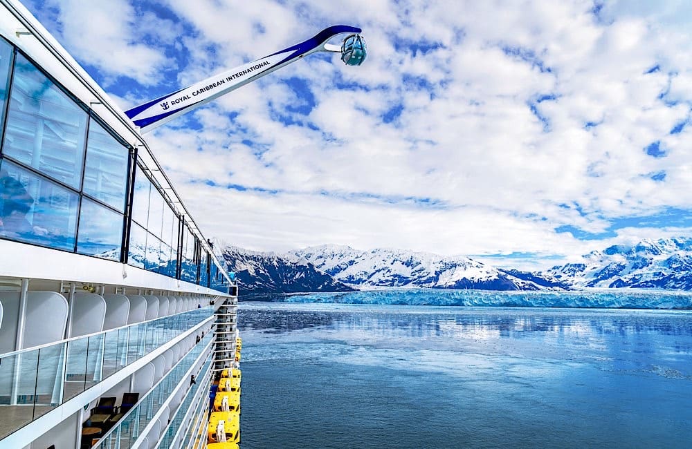 North Star rising: The signature observation capsule aboard Royal Caribbean’s Ovation of the Seas offers panoramic views—pictured here in Alaska ahead of its 2026 Sydney return.