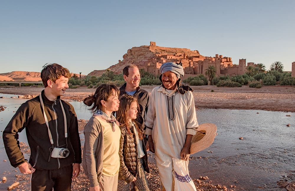 Family on Intrepid Travel trip in Ait Benhaddou, Morocco.