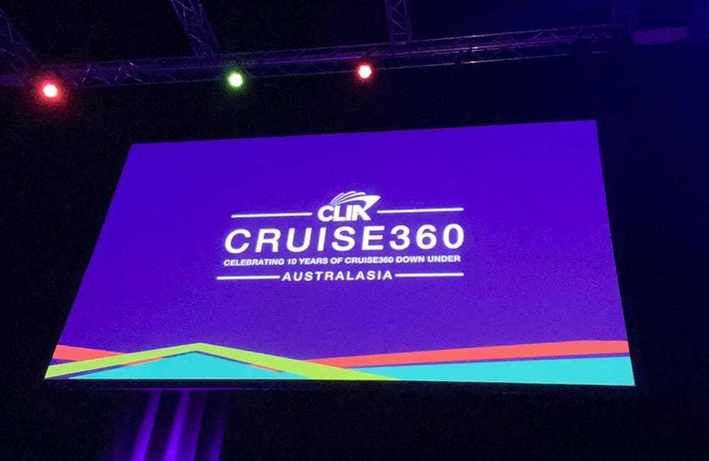 Cruise360 2025 conference screen. Image: Cassie Tannenberg