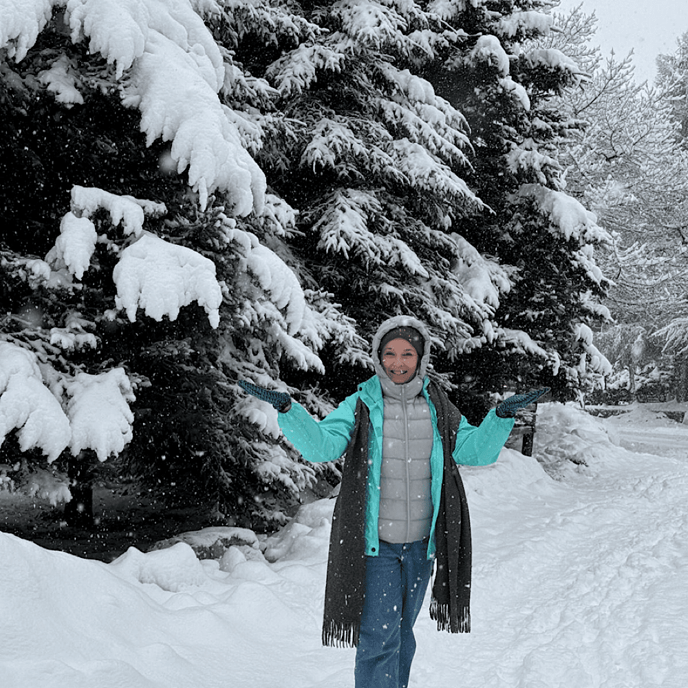 Liz Glover in a Canadian winter wonderland. From ballet stages to snowy landscapes, her life reflects a long game of following curiosity and embracing change.