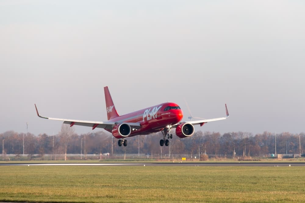 Play landing at Amsterdam Schiphol Airport in the Netherlands in December 2024. Airline