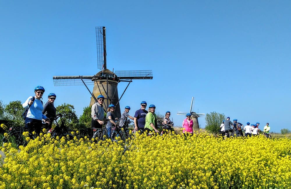 A cycling tour of Kinderdijk in the Netherlands. Image: AmaWaterways