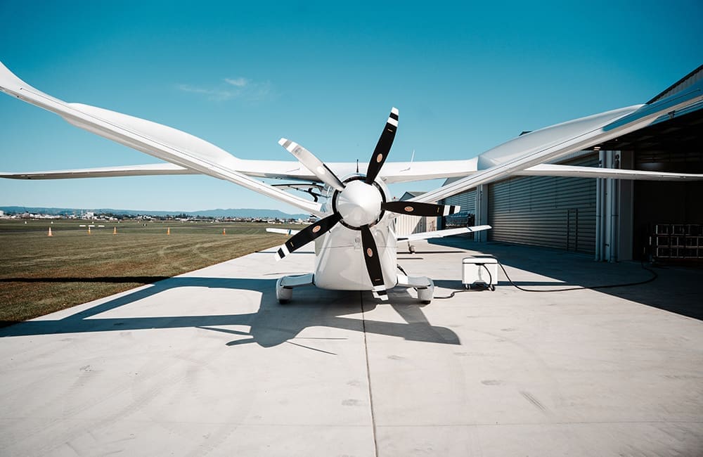 Air New Zealand's BETA ALIA CX300 aircraft at Tauranga Airport.