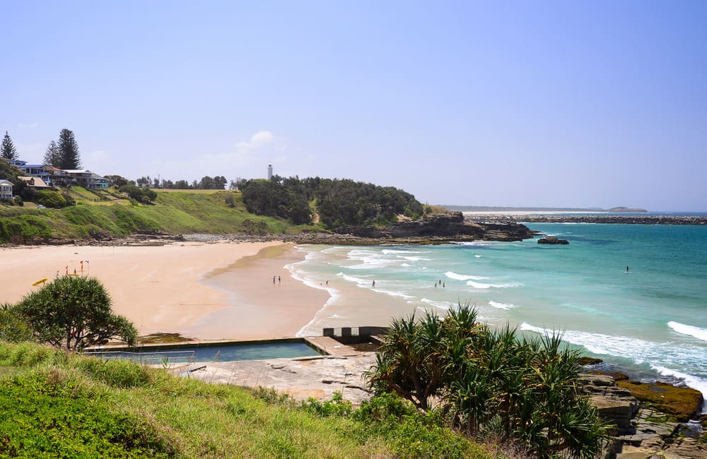Yamba Main Beach in Yamba, NSW, Australia