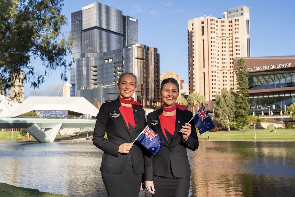 Qantas cabin crew in Adelaide.