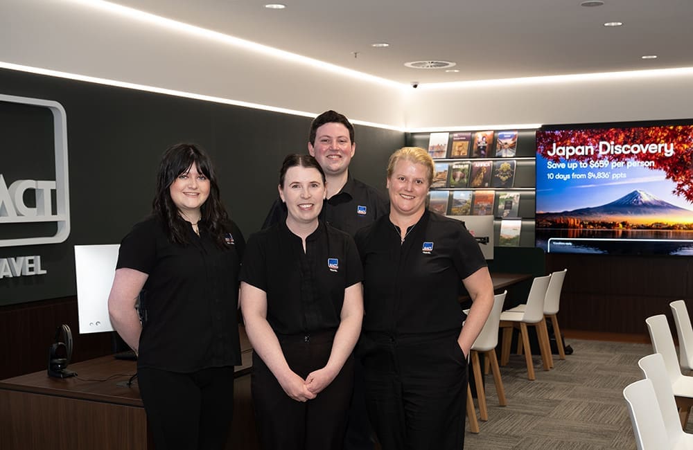 RACT Travel Rosny team in-store at Eastlands Shopping Centre.