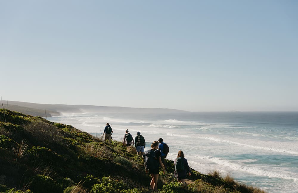 Great Walks of Australia – Group on the Rocky River Walk as part of the Kangaroo Island Signature Walk in SA. Image: Declan Hartley-Brown