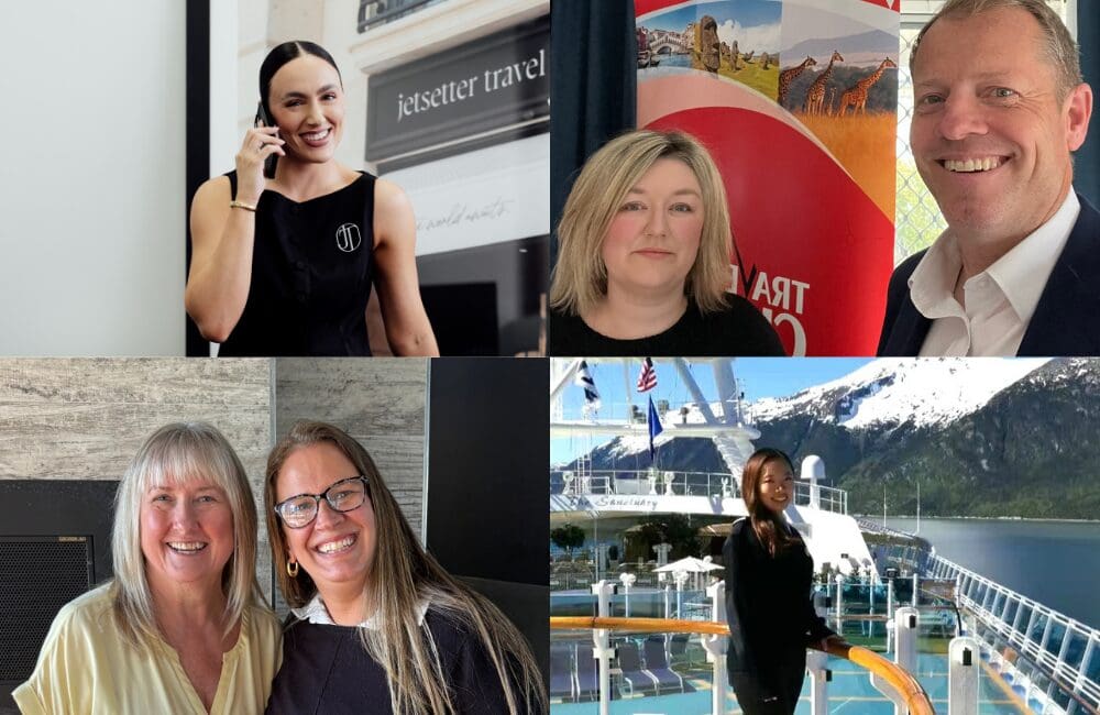 Photo collage of four travel agency owners that have joined Travellers Choice