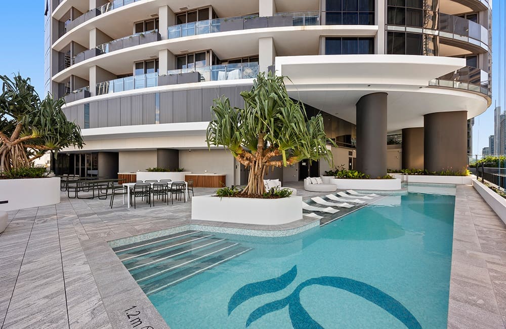 Rooftop lap pool at Avani Living Queen’s Wharf Residences in Brisbane.