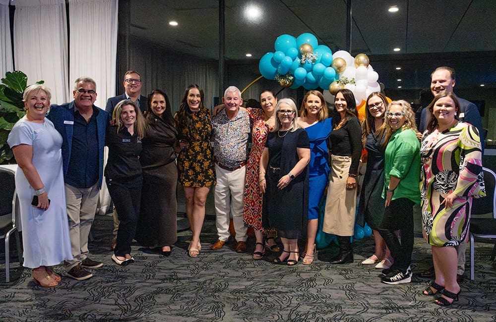 The Melhuish family with all suppliers at the Holiday World 30th anniversary event.