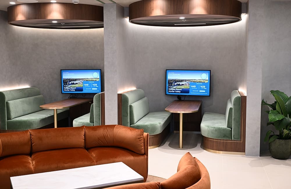 Luxury Escapes Bondi Junction features immersive LCD screens.