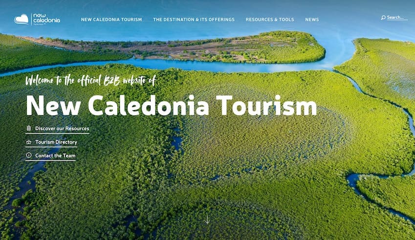 New Caledonia Tourism B2B website landing page.