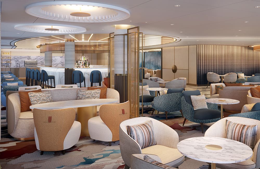Render of Horizons lounge on Oceania Sonata.