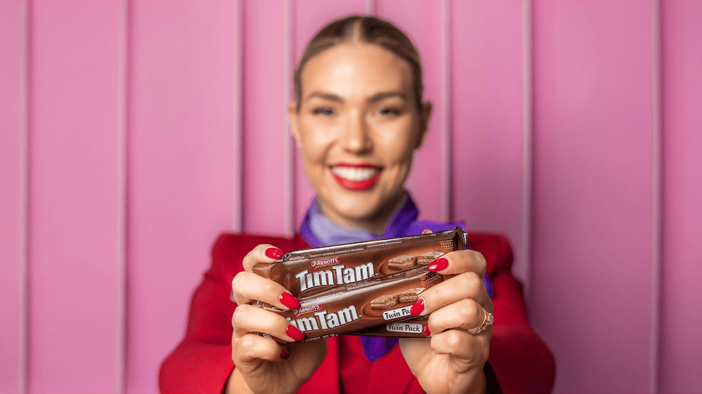 Virgin Australia's new menu features the Aussie classic Tim Tam.