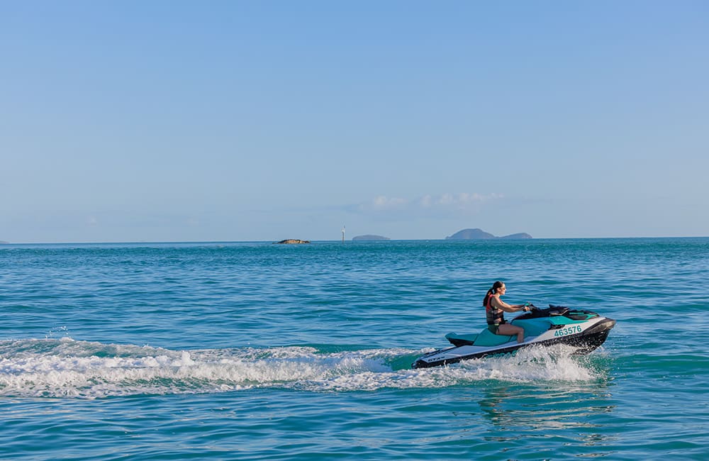 Woman on a jetski in The Whitsundays. Image: Shannyn Higgins